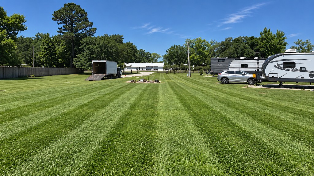 Freshly striped commercial lawn